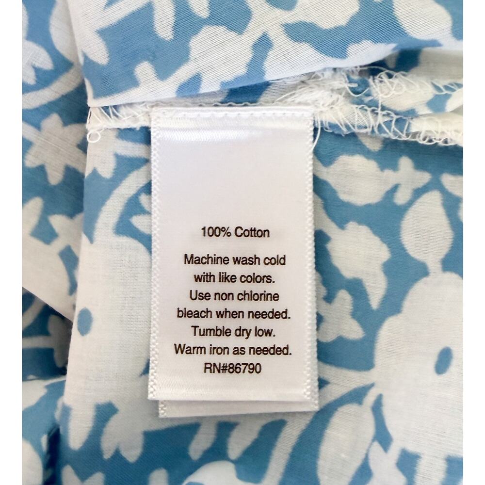 The Company Store Printed Blue Voile Caftan Midi Dress 100% Cotton Sz Small NWT - Picture 8 of 8